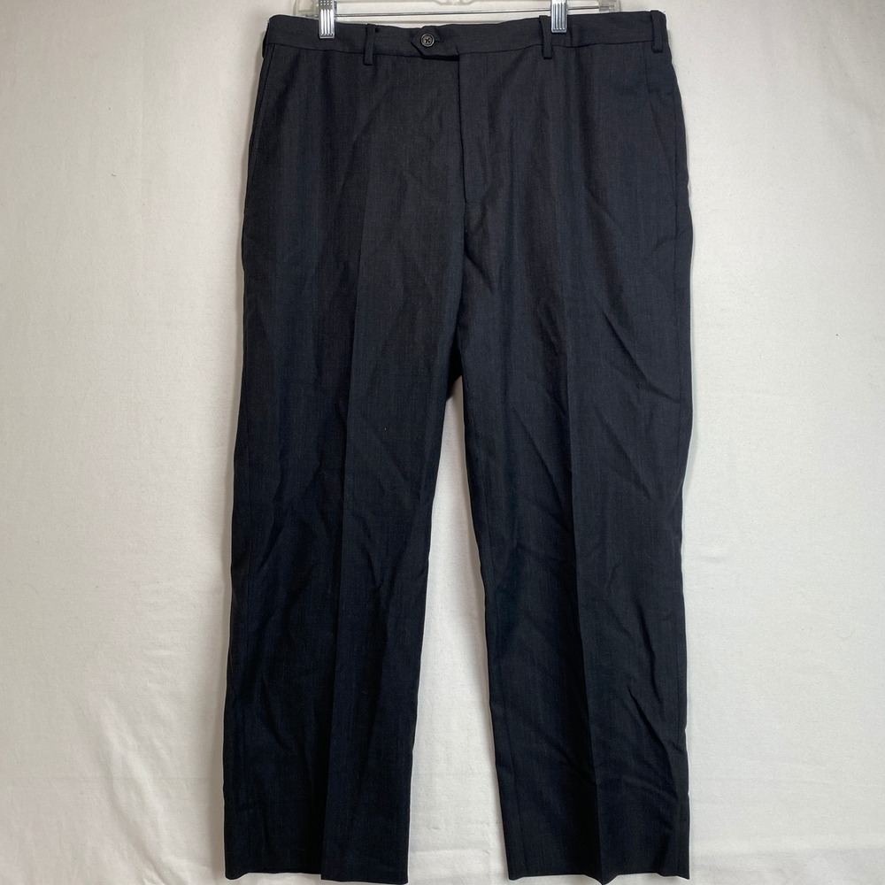 Pal Zileri Mens Charcoal Gray 36x27 100% Wool Dress Trousers Made  Italy Size 52